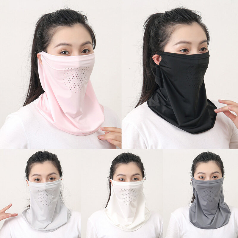 New Women UV Protection Neck Scarf Ice Silk Face Mask Cover Outdoor Neck Wrap Cover Sports Cycling Sun Proof Sunscreen Dustproof