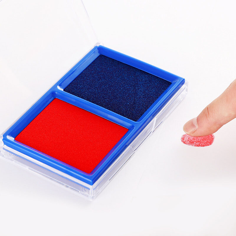 Fingerprint Stamp with Square Transparent Shell, Secagem rápida, Claro, Vermelho e Azul, Selo para mesa de impressão