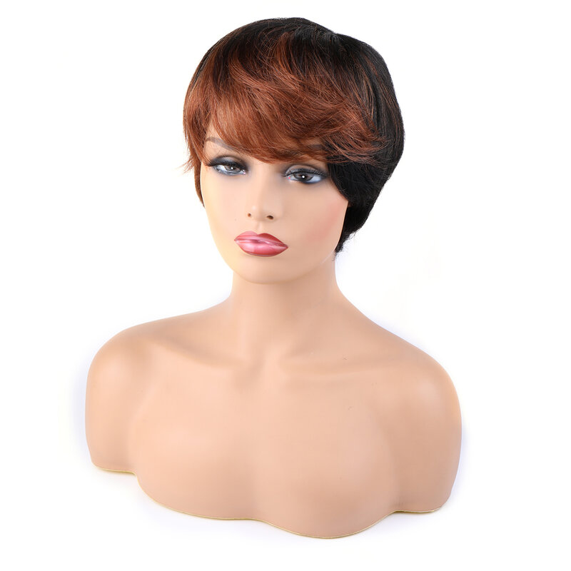 Parrucche corte per capelli umani colori misti parrucche Pixie Cut parrucche brasiliane 100% per capelli umani meccanismo completo parrucche per capelli umani economici per le donne