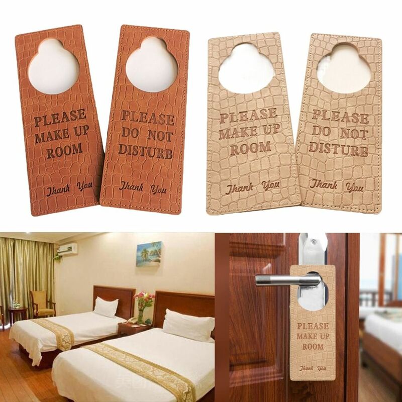 Dupla Face PU Hanger Tags para Porta, Não perturbe Sinais, Make up Room, Hotel Bulletin Board