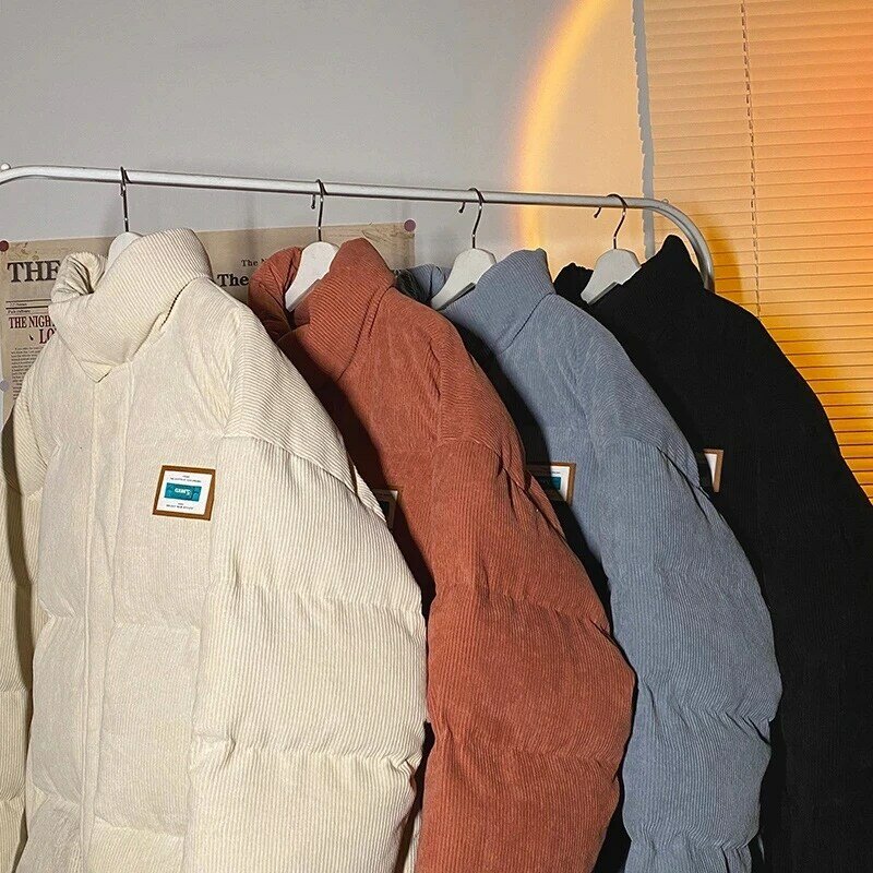 Casaco de veludo de algodão acolchoado, Parkas quentes masculinas, jaquetas de inverno masculinas, quebra-vento Harajuku, Parkas mulher, 2023