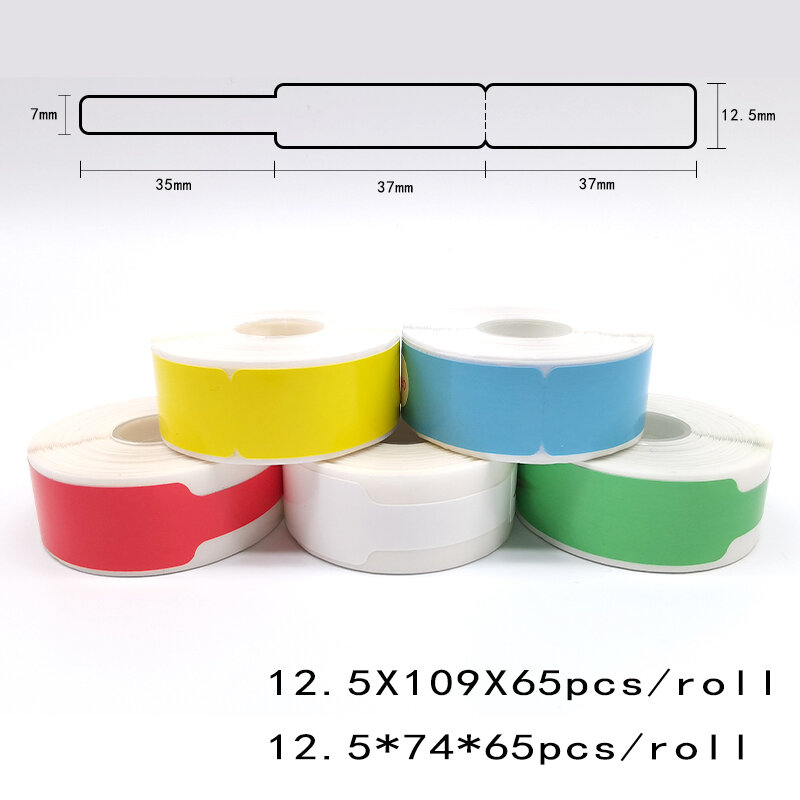5pk D30label Tape Plakband Draad Label Sticker(12.5Mm X 74Mm + 35Mm) 65 Etiketten Scratch-Resistantp11 P15 Label