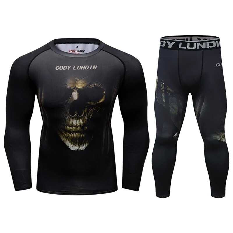 Cody Lundin 2 Pieces Sports Sublimation Tracksuit Male BJJ jiu jitsu Rash Guard Set Custom Fashion Gym Boxing Training Set