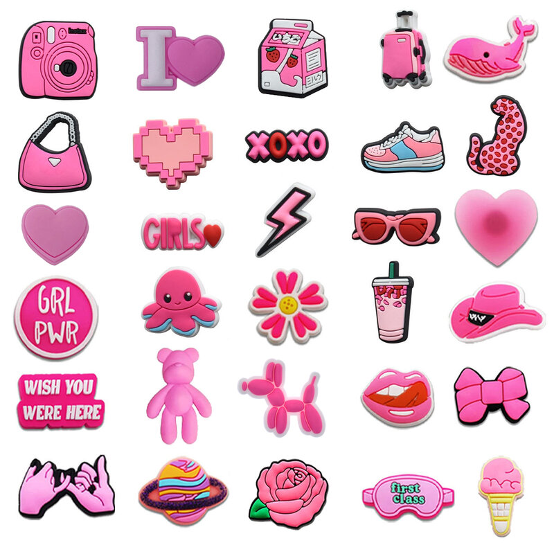 Sapato rosa Encantos Pin para Crocs, Decorações Pulseira, Fivela Acessórios para Meninas, Mulheres Presentes Do Partido, Hot Sales, 1Pc