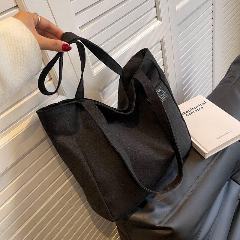 Nowa torba płócienna damska torba na ramię płócienna torba przenośna klasa studencka duża pojemność torba do przechowywania szkiców w stylu literackim