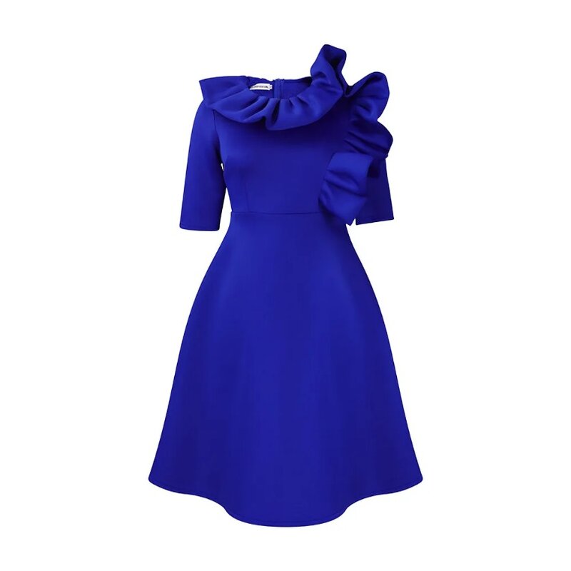 Платья в африканском стиле для женщин, весна-лето 2024, элегантное платье средней длины из полиэстера фиолетового, синего, красного цветов с коротким рукавом, африканская одежда