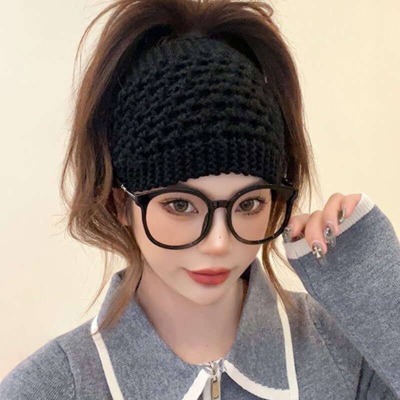 Engrossar malha hairband para mulher à prova pescoço mais quente earmuffs malha hairband adulto adolescentes inverno