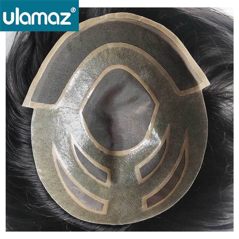Versalite-Peruca dianteira do laço para homens, peruca do cabelo humano, prótese masculina do cabelo, peruca do laço do plutônio, sistema da substituição