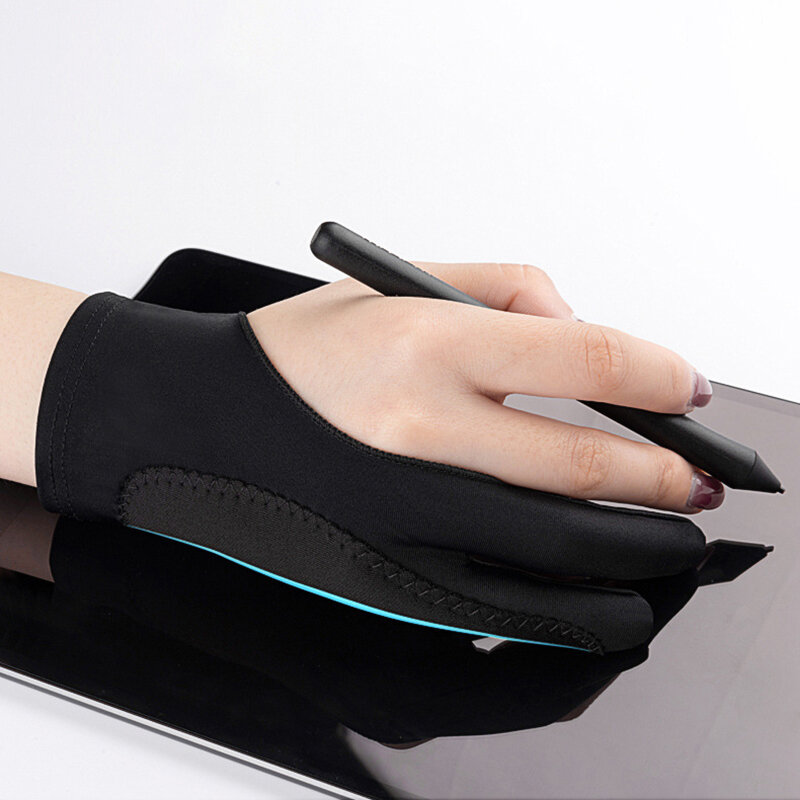 Sarung tangan Anti sentuh, sarung tangan melukis tangan dua jari untuk Tablet layar papan Digital gambar sentuh Anti kotor Gambar minyak