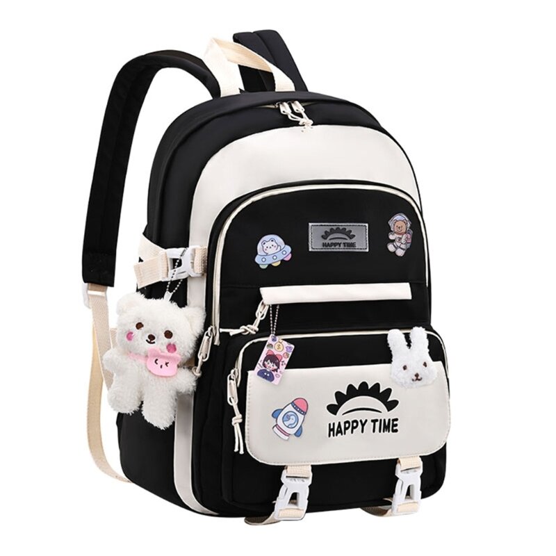 28GD Laptop Backpack School Bag College Backpack Travel Daypack with Pins and Pendant