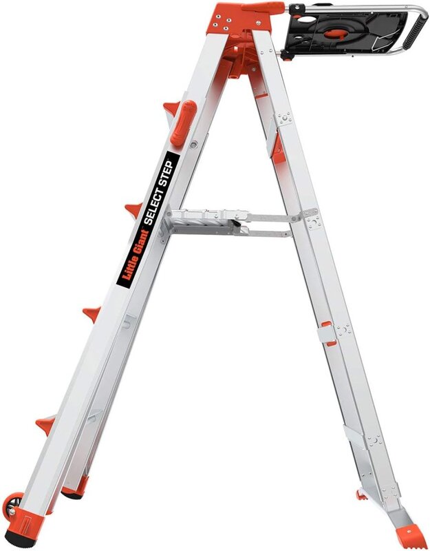 Little Giant Ladders, Select Step with AirDeck Accessory, 5-8 foot, Stepladder, Aluminum, Type 1A, 300 lbs weight rating