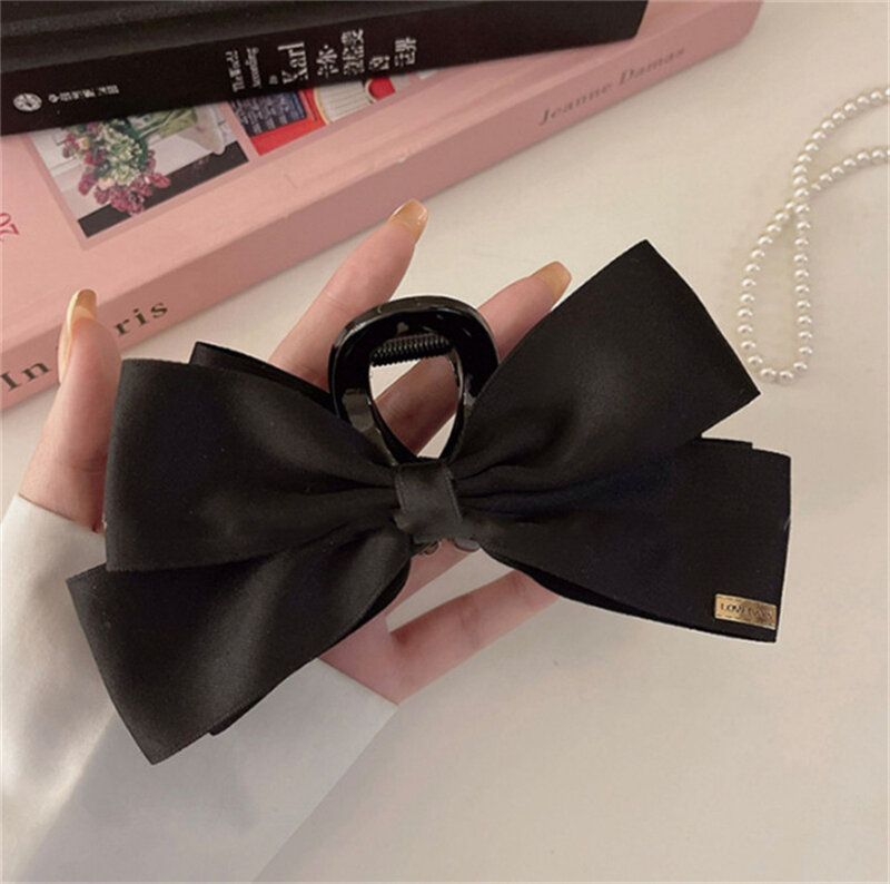AISHG Large Black Fabric Bow Grab fermagli per capelli nuovo stile coreano da donna Hairpin Fashion Shark Cawl Clips accessori per capelli per ragazze