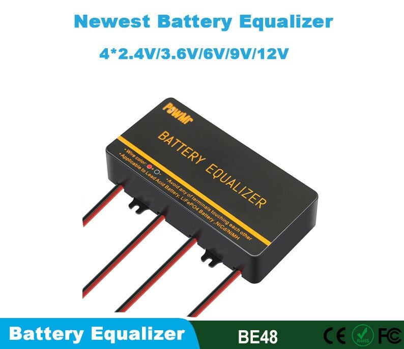 PowMr BE48 equalizzatore batteria bilanciatore 4 pezzi 2.4V/3.6V 6V/9V/12V piombo acido attivo/Lifepo4 equalizzatore batteria