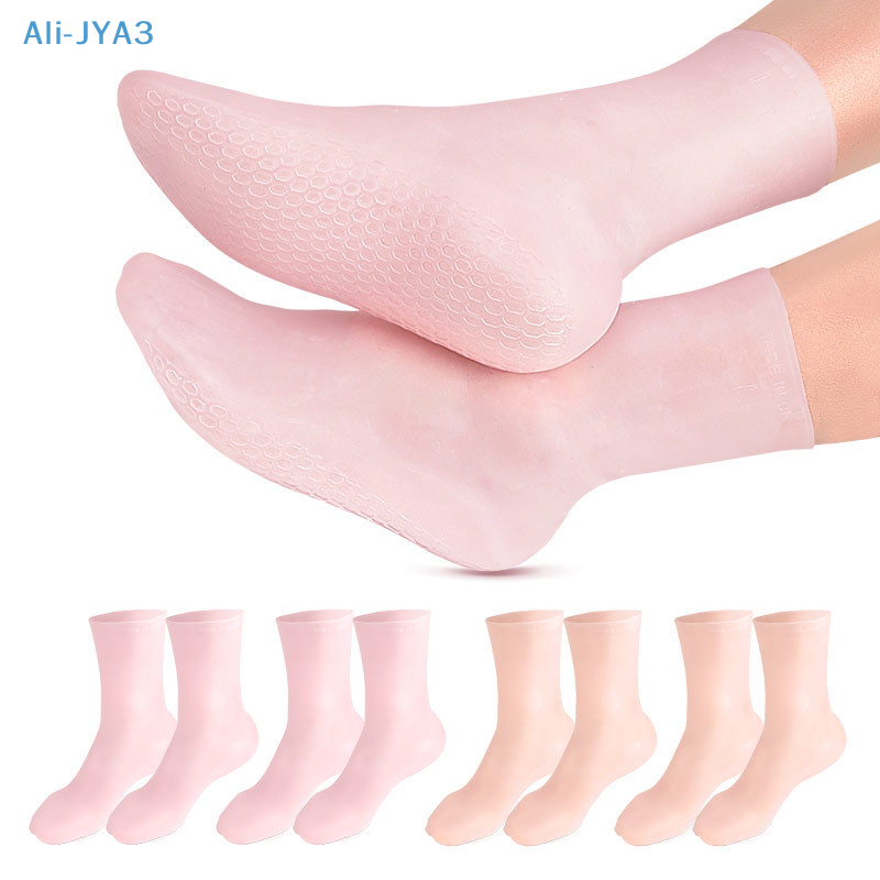 ถุงเท้าซิลิโคนบำรุงเท้า1คู่ถุงเท้าให้ความชุ่มชื้นสำหรับสปาครีมบำรุงเท้าแตกใช้ในบ้าน