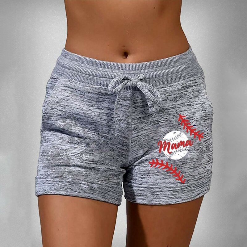 Pantalones cortos deportivos informales de secado rápido para mujer, Shorts elásticos con estampado, parte inferior cómoda con bolsillos y cordón