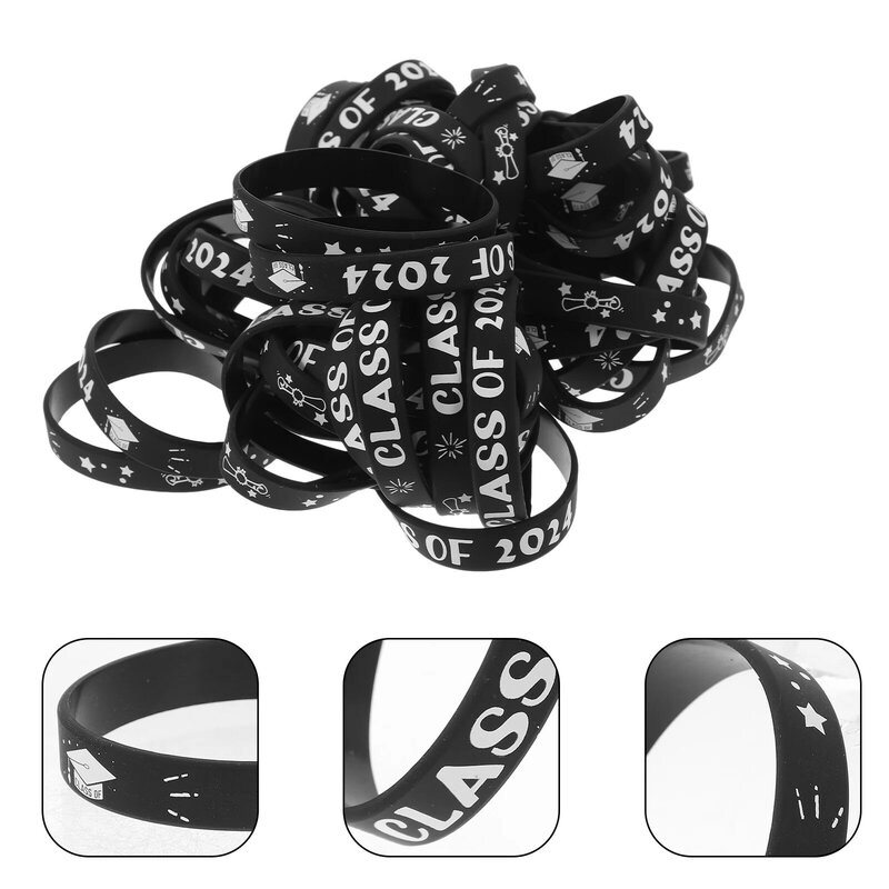 Bracelets de poignet décoratifs compacts pour la remise des diplômes, bracelets de remise des diplômes, lycée, collège et université, lot de 50, 2024
