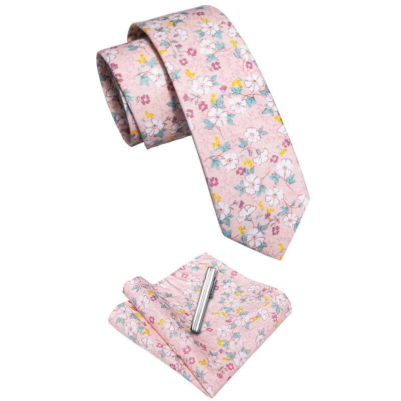 New Lotus color Floral Slim Men's Tie for Wedding Daily Wearing Fashion Pink Necktie for Man White Purple Printed Man Accesories