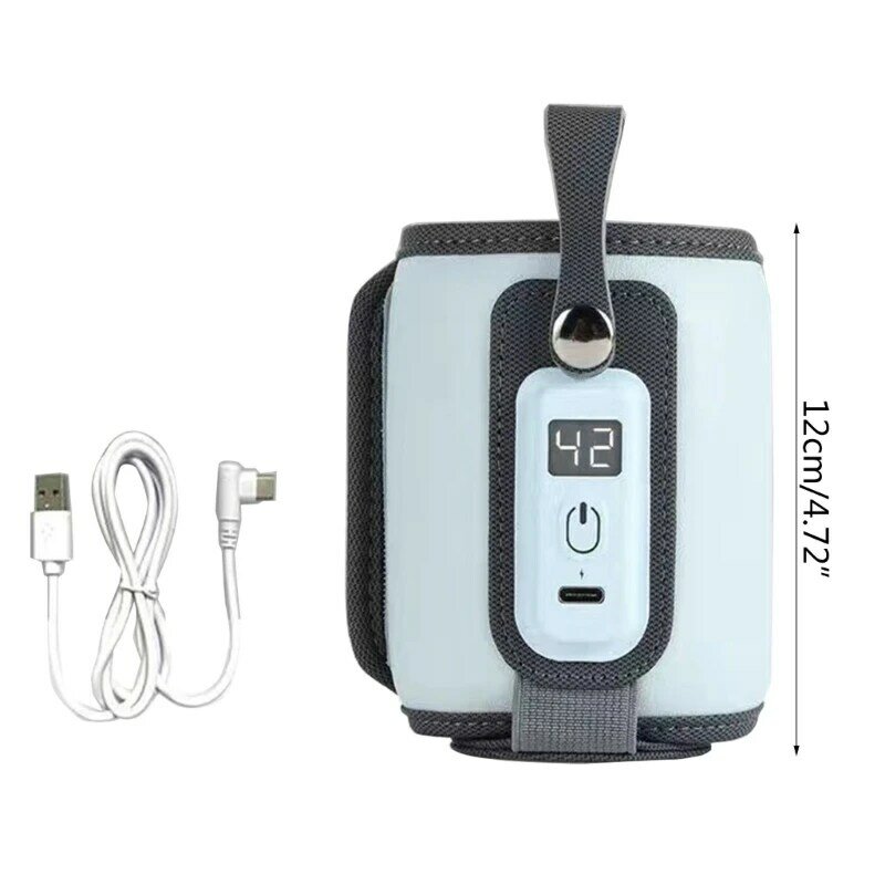 Portátil USB Baby Bottle Warmer, bom isolamento térmico, 5 engrenagem ajustável, durável, viagem de carro, 38 ° C a 52 ℃