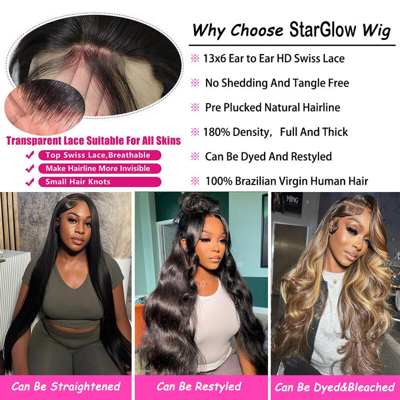 28 Inch 13x6 HD Transparent Frontal Wigs Human Hair Lace Front Wigs for Women 13x4 13x6 Body Wave  Lace Front Wigs Human Hair