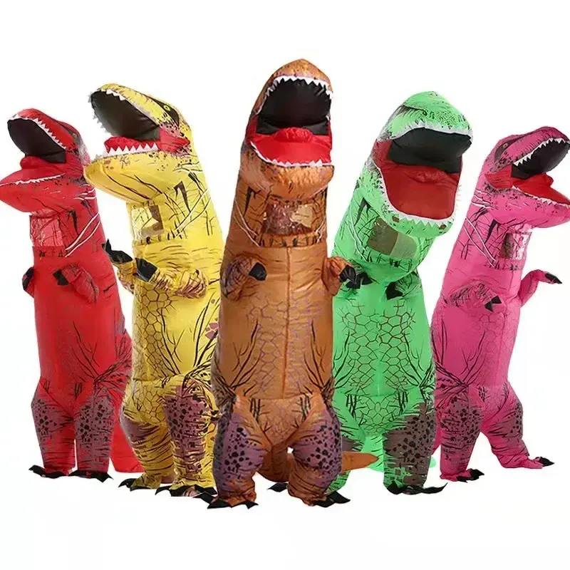 Tiranossauro rex traje inflável para adultos e crianças, anime traje, festa de halloween, traje divertido dinossauro cartoon