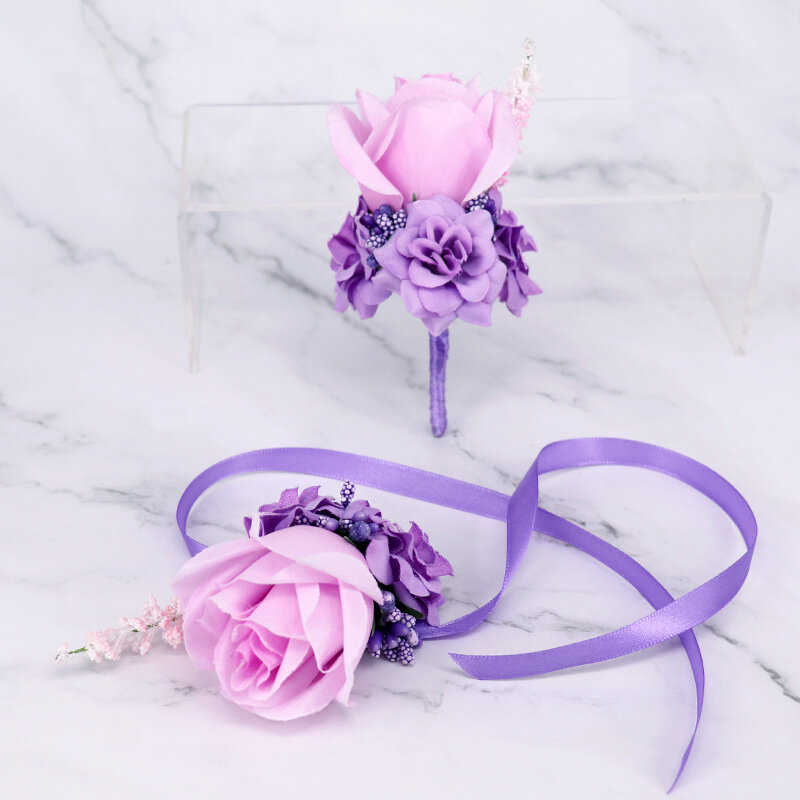 Wedding Ceremony Chest Flower, Bride and Bride's Flap Flower, Instant Delivery of sisters Group Wrist Flower, Imitation Flower