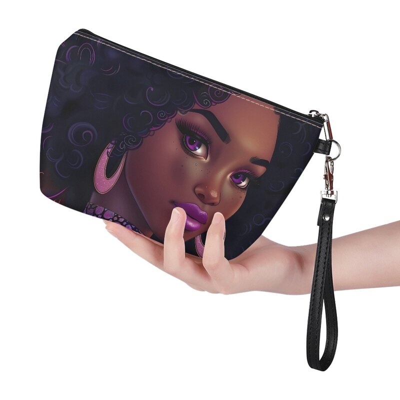 Bolsa cosmética de couro com estampa africana para mulheres, carteira de viagem, bolsa de maquiagem afro, impressão sob demanda, transporte direto, 2024