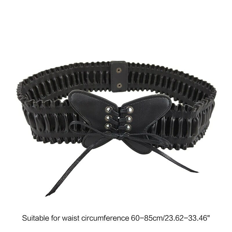 حزام خصر بعقدة من الجلد الأسود وحزام عريض قابل للتمدد هدية لصديقتك