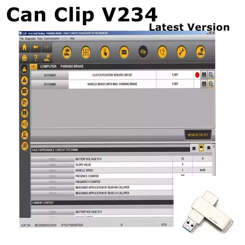 يمكن مقطع V234 لرينو ، تشخيص OBD2 ، إصلاح السيارات ، الأحدث والأحدث ، برنامج ، من من من Can Clip