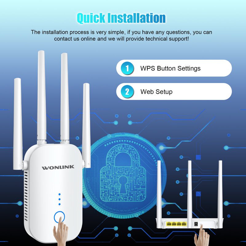Router nirkabel AP AC1200 Wlan, antena penguat jangkauan WiFi 1200Mbps Dual Band 2.4G & 5GHz ekstender WiFi 802.11AC
