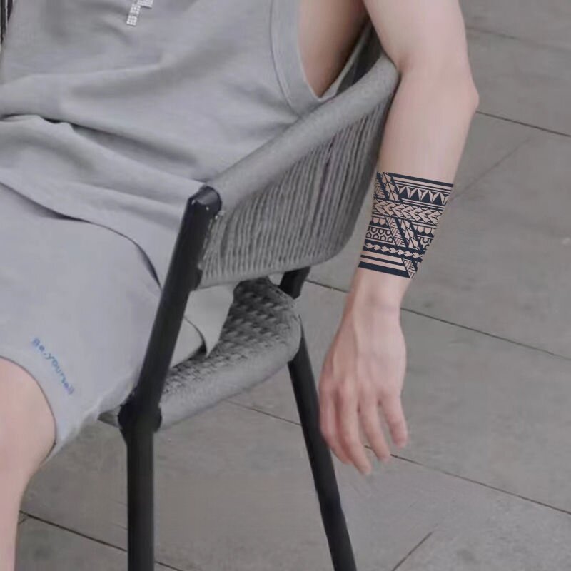 Totem pierścień ziołowy sok tymczasowa naklejka tatuaż wodoodporna semi-permanent Art fałszywy tatuaż mężczyźni kobiety ramię noga naklejka Faux Tatouage