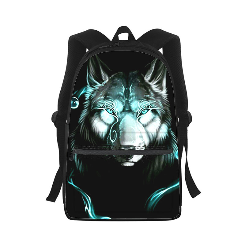 Mochila 3D feroz lobo para homens e mulheres, bolsa para laptop, bolsa de ombro, viagem, escola, estudante, crianças, moda