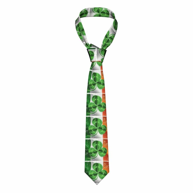 Gravata de seda personalizada masculina, gravata clássica para gravatas empresariais, gravata com bandeira do dia de St Patrick