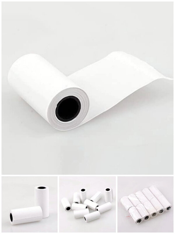 Gulungan kertas panas, 5 gulungan 5.5 Meter panjang gulung kertas termal 57x30mm kertas cetak rol kertas penerimaan termal untuk mesin POS genggam