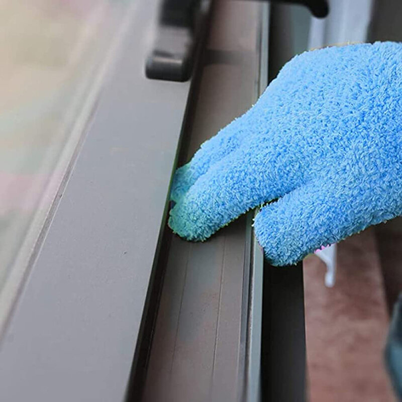 1 Stück Reinigungs handschuhe Mikro faser Korallen vlies Auto pflege handschuhe einfarbig fünf Finger Stauben tfernung Hausarbeit saugfähige Handschuhe