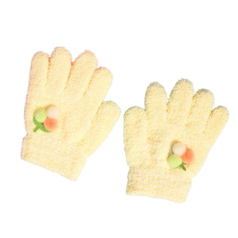 Zimowe dziecięce z polaru koralowego krótkie rękawiczki zagęszczają dziecięce dziecięce pluszowe futrzane rękawiczki z pełnym palcem jesienne podgrzewacze do rąk na 3-6 lat