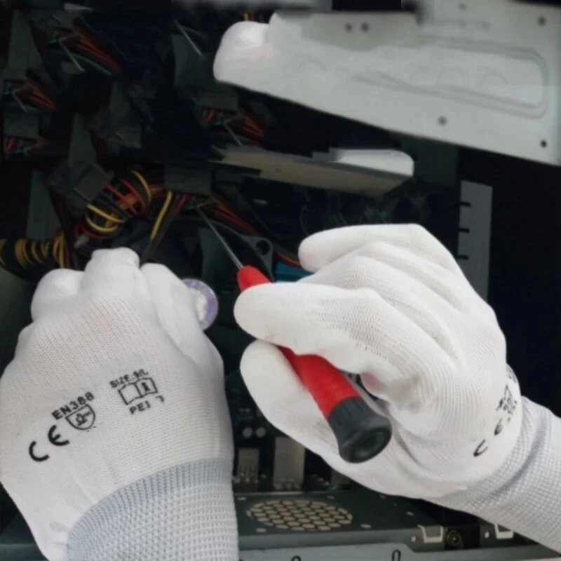 Guantes de trabajo mecánicos recubiertos de seguridad de nitrilo, guantes de PU y palma recubiertos, CE EN388, 12-36 pares