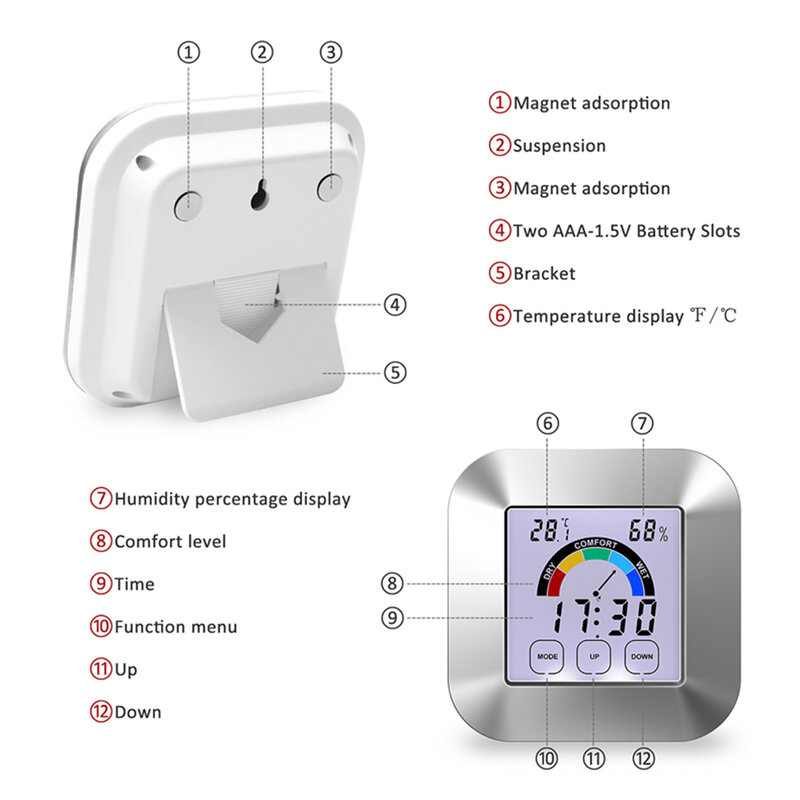Farb bildschirm LCD Digital Thermometer Hygrometer Indoor Wetters tation für zu Hause Temperatur und Luft feuchtigkeit Sensor Uhr