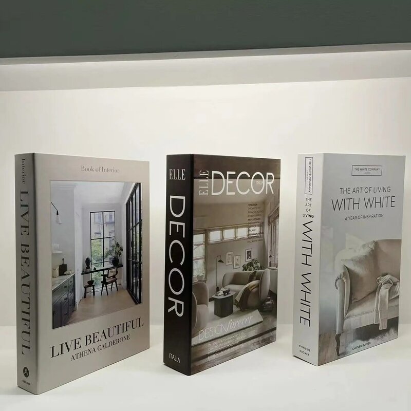 Simulação Fake Books Decoração, Luxo Home Decor Ornamentos, Estudo Soft Book Box Modelo, Presentes de moda, 3Pcs por conjunto