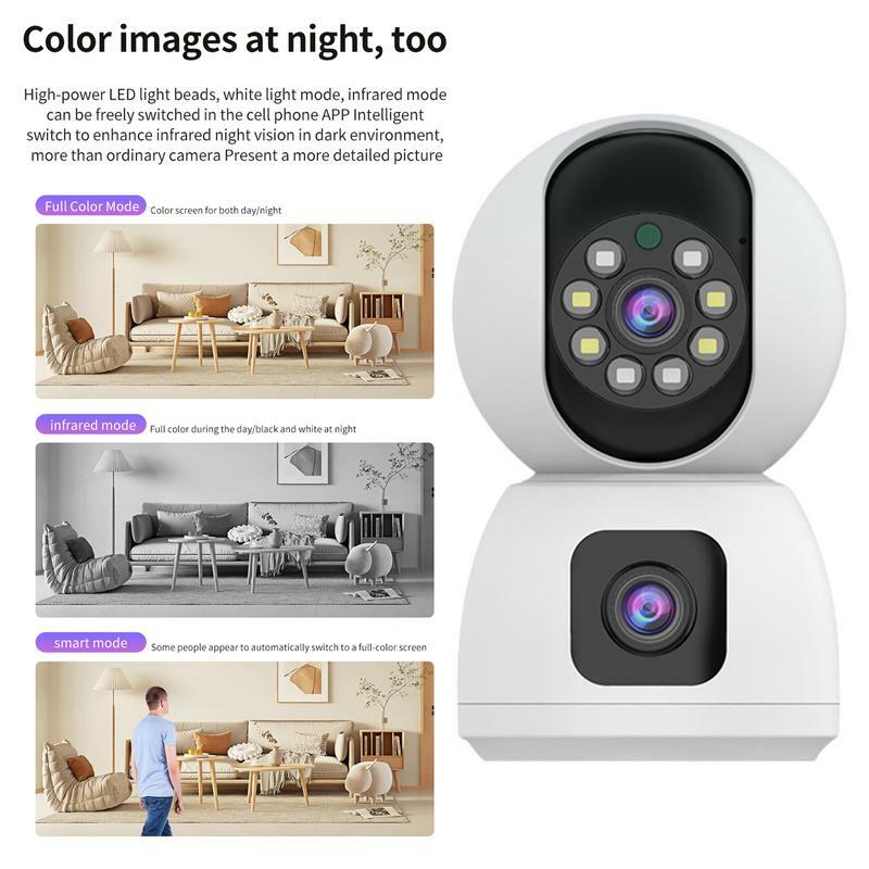 Home Cameras Indoor Wide Angle Indoor Monitoring Camera Night Vision Dual Lens Camera With Motion Detection Two-Way Audio For