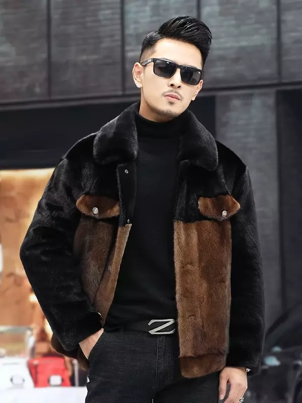 Ayunsue luxo real vison casaco de pele dos homens jaqueta de inverno 2022 moda fina vison real casacos e jaquetas moda casaco masculino s