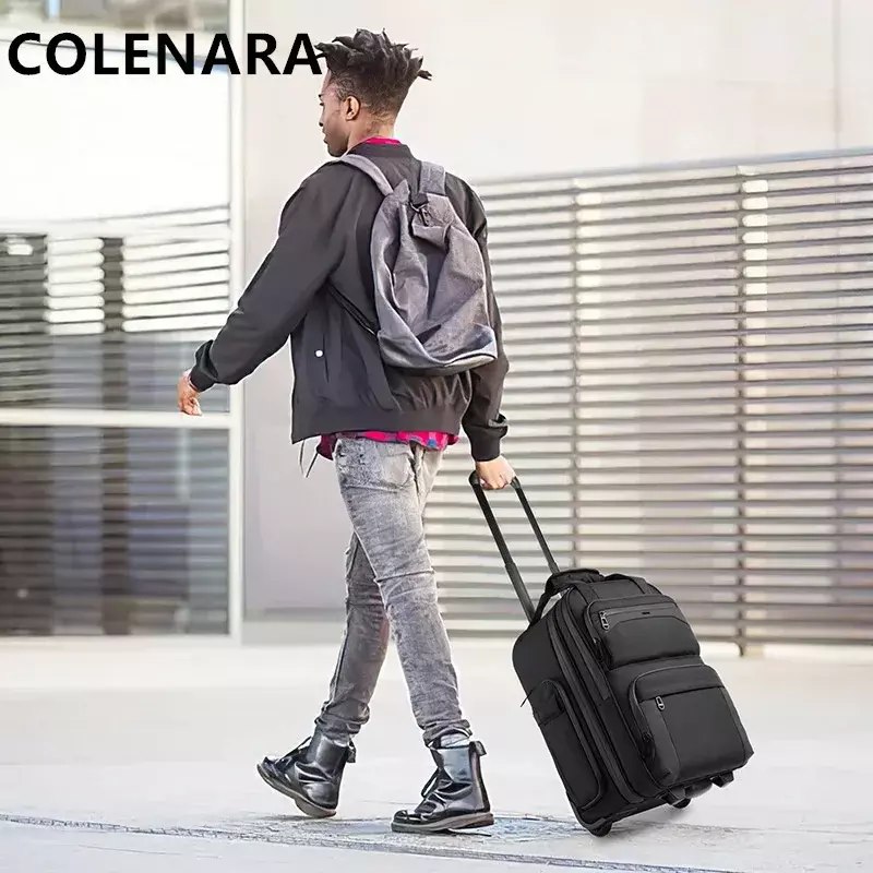 COLENARA Men's Luggage 20 Inches Trolley Bag Oxford Cloth Waterproof Boarding Box Women's Multifunctional Rolling Suitcase