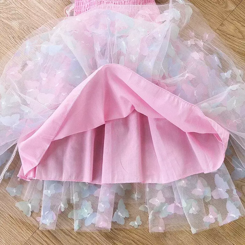 Baby Mädchen Schmetterling Flügel Fee Gaze Prinzessin Kleid schöne Kinder Sommer ärmellose Tüll Kleid Kind Geburtstags feier Kleid Kleid