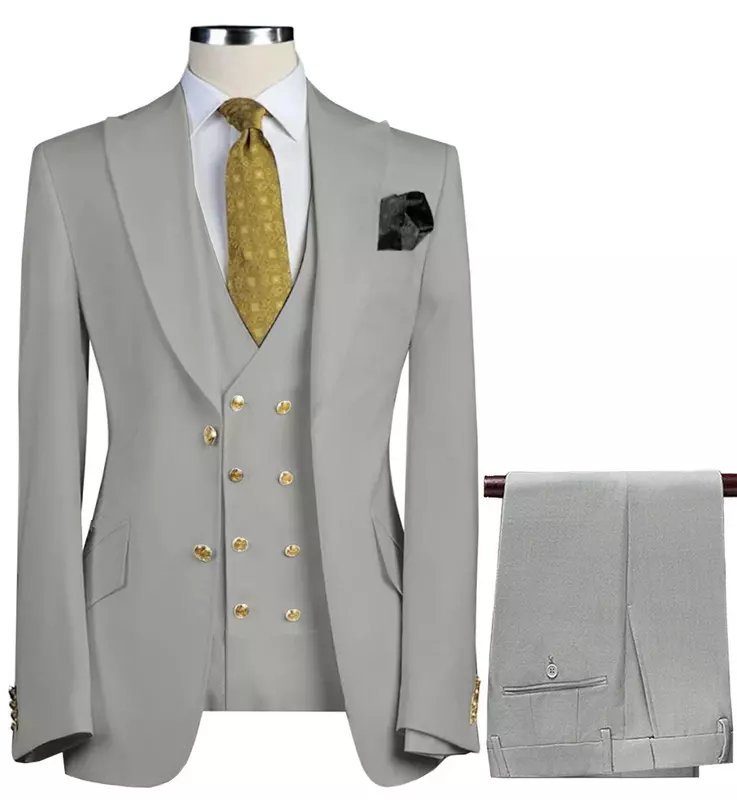 Tuta pantaloni gilet doppio petto su misura/moda uomo Casual Boutique Business sposo giacca da sposa blazer cappotto