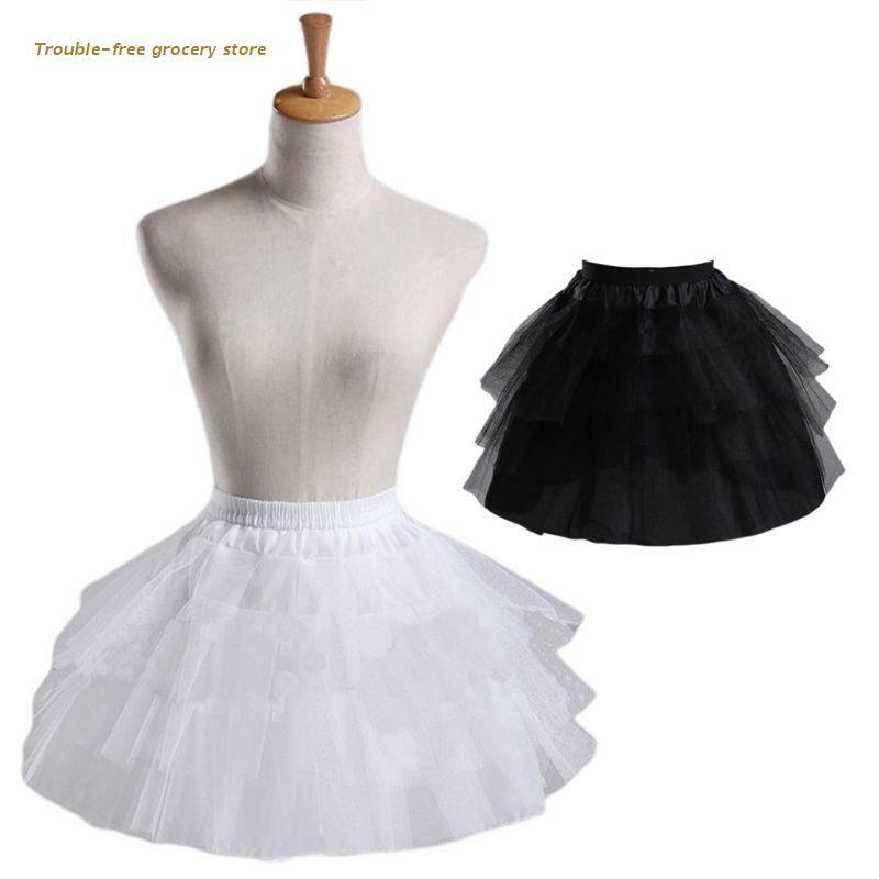 Ropa de sirvienta de Cosplay Lolita, enagua corta sin aros, falda de hilo de malla de Ballet para niñas, enaguas