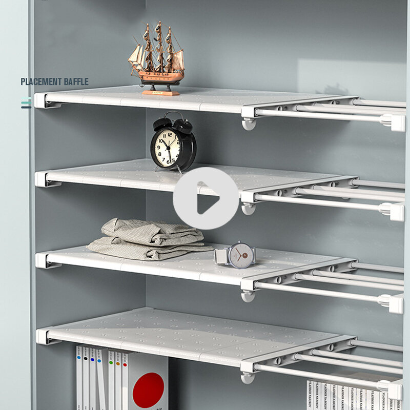 Adjustable Closet Organizer Storage Shelf Wall Mounted Kitchen Rack Space Saving Wardrobe Decorative Shelves Cabinet Holder