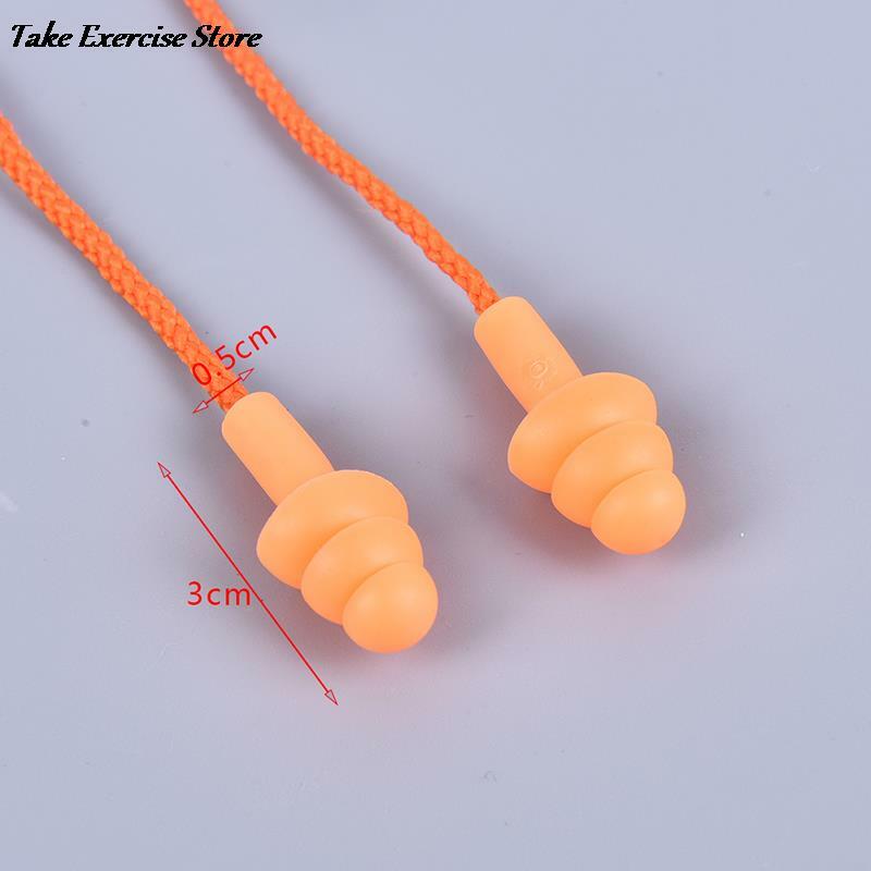1 Pair Soft Anti-Noise Ear Plug Waterproof Swimming Silicone Swim Earplugs For Adult Children Swimmers Diving With Rope HOT!