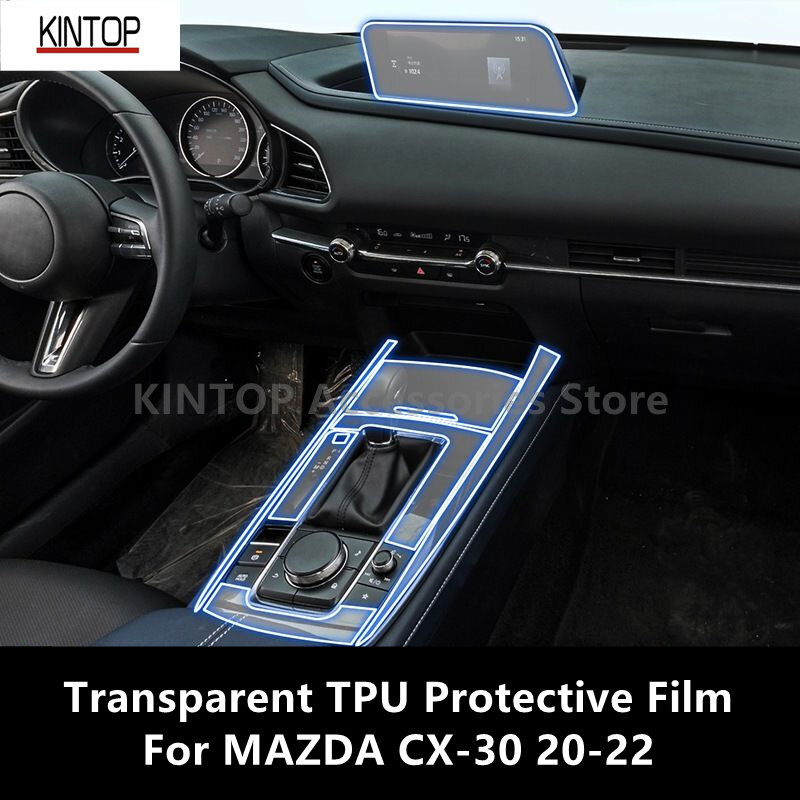 Película protectora de TPU transparente para consola central de coche MAZDA CX-30 20-22, película de reparación antiarañazos, accesorios de reinstalación