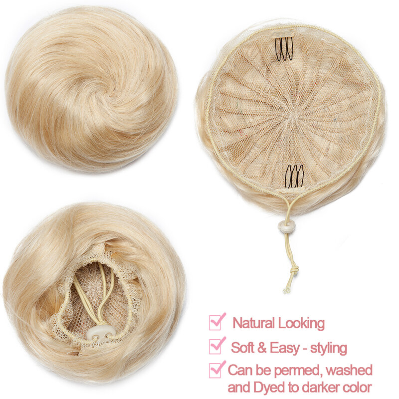 SEGO-Extensión de moño de cabello humano 100%, postizos de moño de Donut para mujeres y hombres, Scrunchies con cordón, instantáneo