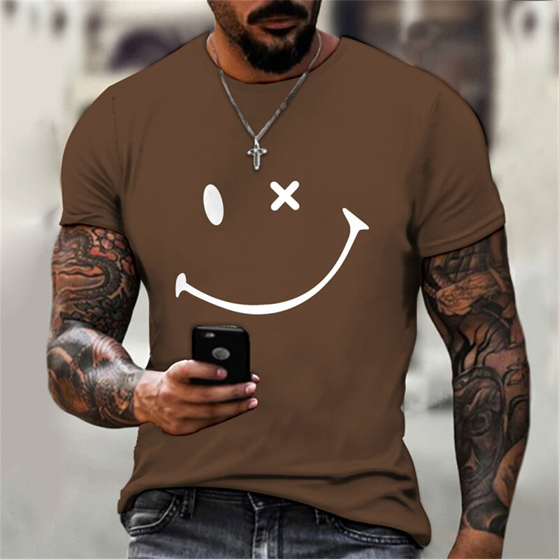 男性と女性のための半袖Tシャツ,夏とトレンディ,3Dパターン,シンプル,ユーモラス