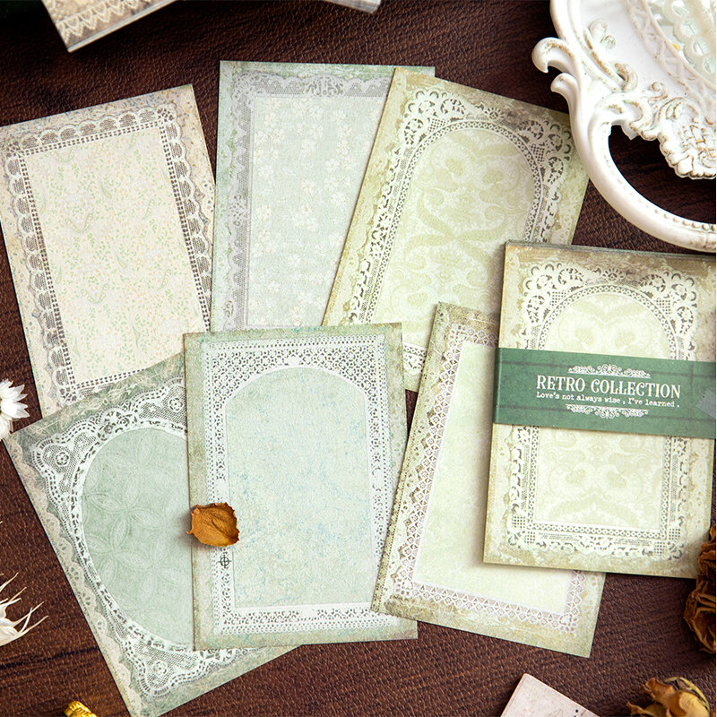 30Sheets Lace Flower Patterns Material Window Decoration Words Sticky Memo Paper Pads Supplies Notebooks Scrapbook 120*85MM